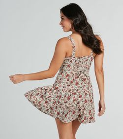 Style 05101-3007 Windsor Nude Size 4 Corset Floral Graduation A-line Cocktail Dress on Queenly