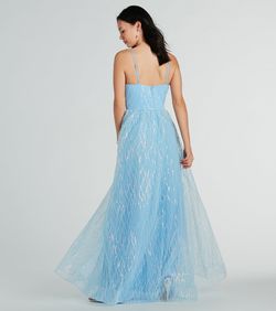 Style 05002-8138 Windsor Blue Size 4 Sheer Prom 05002-8138 Ball Gown Straight Dress on Queenly