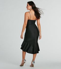 Style 05101-2898 Windsor Black Size 0 Tall Height Ruffles Wednesday Cocktail Dress on Queenly