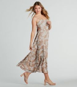 Style 05102-5609 Windsor Nude Size 4 Spaghetti Strap Cut Out 05102-5609 Floor Length Straight Dress on Queenly