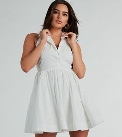 Style 05102-5617 Windsor White Size 8 Sorority Tall Height Mini Fitted Cocktail Dress on Queenly