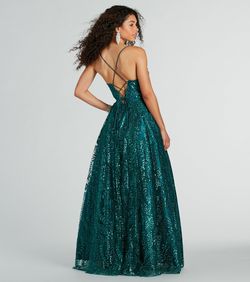 Style 05005-0115 Windsor Blue Size 2 Sequined Shiny Quinceanera 05005-0115 Pockets Straight Dress on Queenly