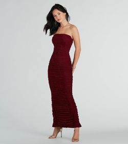 Style 05002-8448 Windsor Red Size 8 Sheer Floor Length Mini Side slit Dress on Queenly