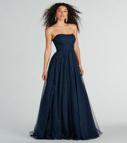 Style 05004-0218 Windsor Blue Size 2 Strapless Prom Floor Length A-line Straight Dress on Queenly
