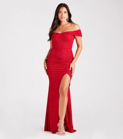 Style 05002-4162 Windsor Red Size 12 Floor Length Plus Size Prom Side slit Dress on Queenly