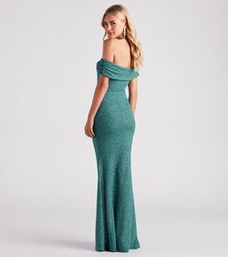 Style 05002-7440 Windsor Blue Size 0 Prom Floor Length Wedding Guest Side slit Dress on Queenly