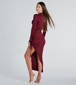 Style 05102-5404 Windsor Red Size 8 05102-5404 Jersey High Neck Side slit Dress on Queenly