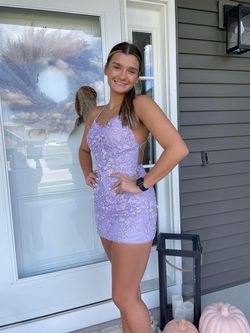 Style 53151 Sherri Hill Purple Size 6 Homecoming 53151 Cocktail Dress on Queenly