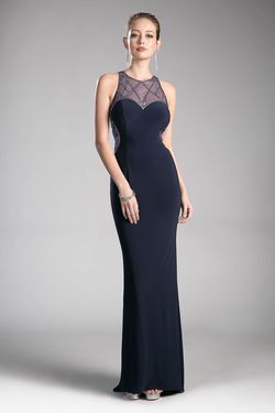 Style Cd0116 Cinderella Divine Blue Size 0 High Neck Mermaid Dress on Queenly