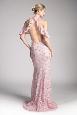 Style C0701 Cinderella Divine Pink Size 12 Prom High Neck Side Slit Mermaid Dress on Queenly