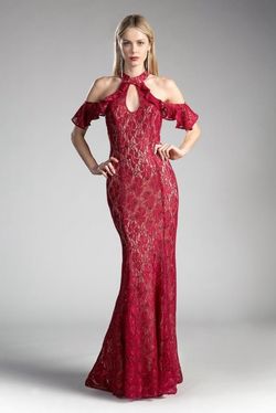 Style C0701 Cinderella Divine Red Size 12 Plus Size Floor Length Prom High Neck Mermaid Dress on Queenly
