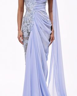 Style haute-allure-24-9 Valdrin Sahiti Blue Size 0 Pageant Floor Length Tall Height Straight Dress on Queenly