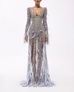 Style haute-allure-24-6 Valdrin Sahiti Silver Size 0 Side slit Dress on Queenly