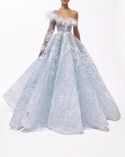 Style haute-allure-24-7 Valdrin Sahiti Blue Size 0 Floor Length Ball gown on Queenly