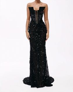Style euphoria-24-3 Valdrin Sahiti Black Size 0 Floor Length Tall Height Straight Dress on Queenly