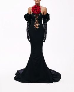 Style euphoria-24-10 Valdrin Sahiti Black Size 0 Pageant Floor Length Tall Height Mermaid Dress on Queenly