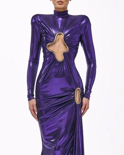 Style metallic-majesty-24-22 Valdrin Sahiti Purple Size 0 Tall Height Shiny Mermaid Dress on Queenly