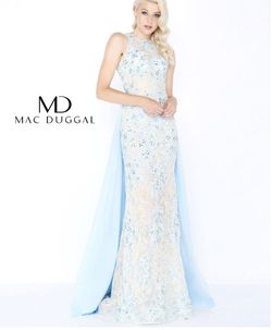 Style 66288 Mac Duggal Blue Size 4 Black Tie Floor Length Straight Dress on Queenly