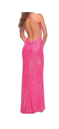 La Femme Pink Size 4 Black Tie Jewelled Side slit Dress on Queenly