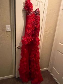 Style 429 Mac Duggal Red Size 8 Prom 429 Jersey Train Dress on Queenly