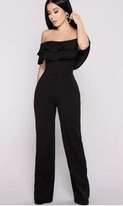Fashion Nova Black Size 12 Plus Size Semi Formal Floor Length Jumpsuit Dress on Queenly