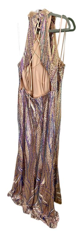 Say Yes to the Prom Multicolor Size 16 Halter Prom Tall Height A-line Dress on Queenly