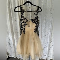 Rachel Allan Nude Size 10 50 Off Flare Jewelled Cocktail Dress on Queenly