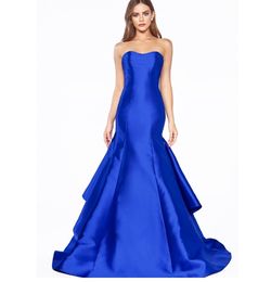 Andrea & Leo Couture Blue Size 8 Strapless Free Shipping Floor Length Mermaid Dress on Queenly