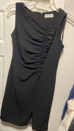Calvin Klein Black Size 6 Jersey Free Shipping Square Neck Cocktail Dress on Queenly