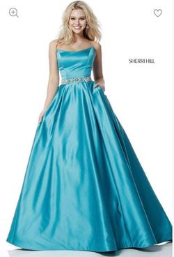 Sherri Hill Blue Size 18 Plus Size Tall Height Ball gown on Queenly