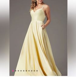 Style b2026 Promgirl Yellow Size 12 Plus Size Floor Length B2026 A-line Dress on Queenly
