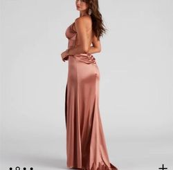 Windsor Brown Size 10 50 Off Plunge Floor Length Side slit Dress on Queenly