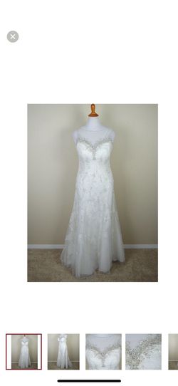 MoriLee White Size 16 Wedding Jersey Plus Size Mori Lee A-line Dress on Queenly