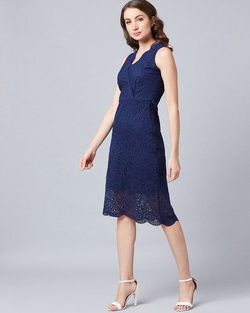 OSERJEP Blue Size 4 Wedding Guest Midi Cocktail Dress on Queenly
