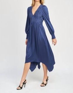 Style 1-1231507906-2901 En Saison Blue Size 8 V Neck Satin Cocktail Dress on Queenly