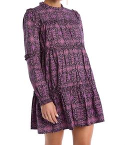 Style 1-1551567068-2696 ALLISON NEW YORK Purple Size 12 Ruffles Long Sleeve Plus Size Cocktail Dress on Queenly