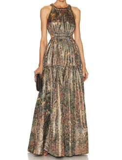 Style 1-1605317753-5 Ulla Johnson Multicolor Size 0 Shiny Pageant Floor Length High Neck A-line Dress on Queenly
