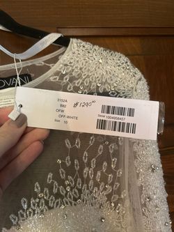Jovani White Size 10 Bridal Shower Sheer Fringe Cocktail Dress on Queenly