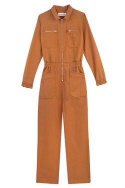 Style 1-2081452516-1901 L.F. MARKEY Brown Size 6 Straight Long Sleeve Jumpsuit Dress on Queenly