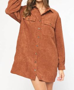 Style 1-219667369-2793 entro Brown Size 12 Long Sleeve Tall Height Pockets Casual Cocktail Dress on Queenly