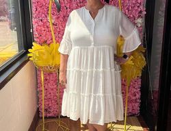 Style 1-2364736630-1474 Sweet Lovely by Jen White Size 28 Plus Size Ivory Cocktail Dress on Queenly