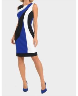 Style 1-2829886107-98 Joseph Ribkoff Blue Size 10 Free Shipping Tall Height Sorority Rush Cocktail Dress on Queenly