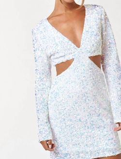 Style 1-2840142090-2791 Blue Blush White Size 12 Long Sleeve Cocktail Dress on Queenly