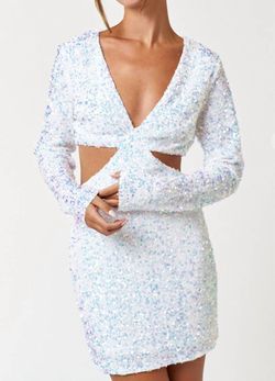 Style 1-2840142090-2791 Blue Blush White Size 12 Polyester Cut Out Bachelorette Cocktail Dress on Queenly