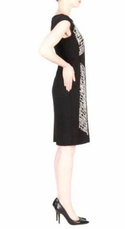 Style 1-2877542028-238 Joseph Ribkoff Black Size 12 Sheer Straight Cocktail Dress on Queenly
