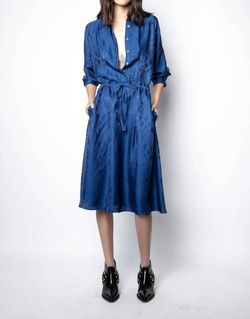 Style 1-3060633346-3855 Zadig & Voltaire Blue Size 0 Silk Tall Height High Neck Cocktail Dress on Queenly