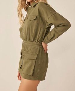 Style 1-3074714068-2791 Idem Ditto Green Size 12 Free Shipping Long Sleeve Olive Jumpsuit Dress on Queenly