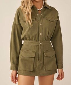 Style 1-3074714068-2791 Idem Ditto Green Size 12 Free Shipping Long Sleeve Olive Jumpsuit Dress on Queenly