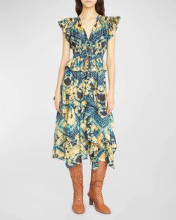 Style 1-3091224196-5 Ulla Johnson Multicolor Size 0 Ruffles Print Free Shipping Cocktail Dress on Queenly