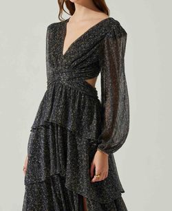 Style 1-3302495998-3855 ASTR Black Size 0 Free Shipping Floor Length Print Side slit Dress on Queenly
